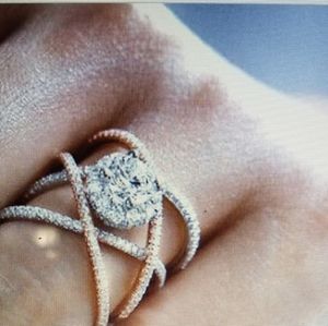 Solitaire silver rose gold Rhinestone ring